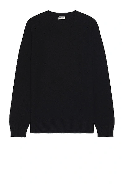 Saint Laurent Pull Col Rond Manche In Noir