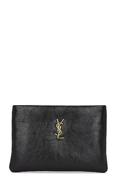 Saint Laurent Small Calypso Zipped Pouch In Black