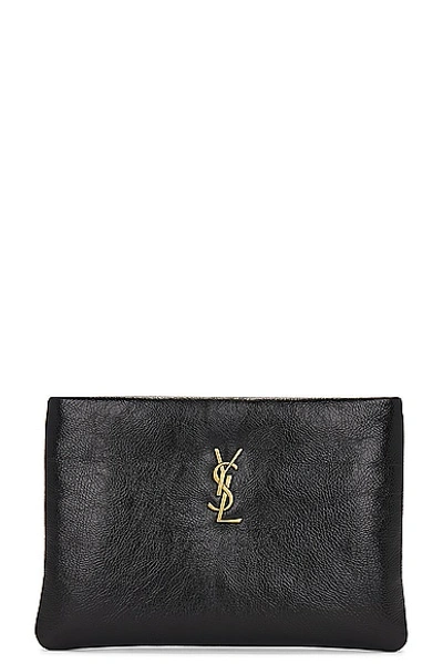 Saint Laurent Small Calypso Zipped Pouch In Noir