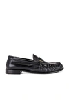 Saint Laurent Ysl Logo Leather Loafers In Nero