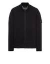 Stone Island Blue Cardigan With High Neck And Logo Patch On The Sleeve In Cotton Man In Blue