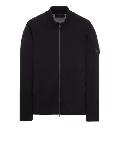 Stone Island Tricot Bleu Coton, Cachemire In Blue