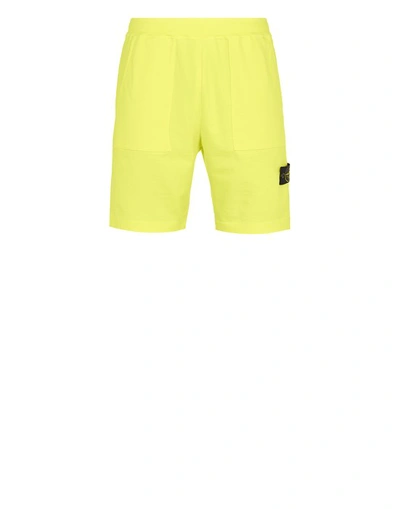 Stone Island Fleece Bermuda Shorts Yellow Cotton In Jaune
