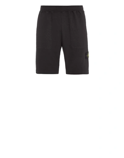 Stone Island Fleece Bermuda Shorts Black Cotton