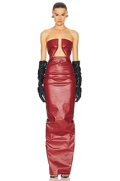 Rick Owens Prong Gown In Cardinal Red