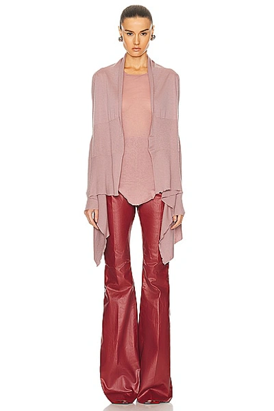Rick Owens Asymmetric Knit Cardigan In Pink