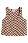 Brixton Mykonos Check Button-up Cotton Tank In Sepia