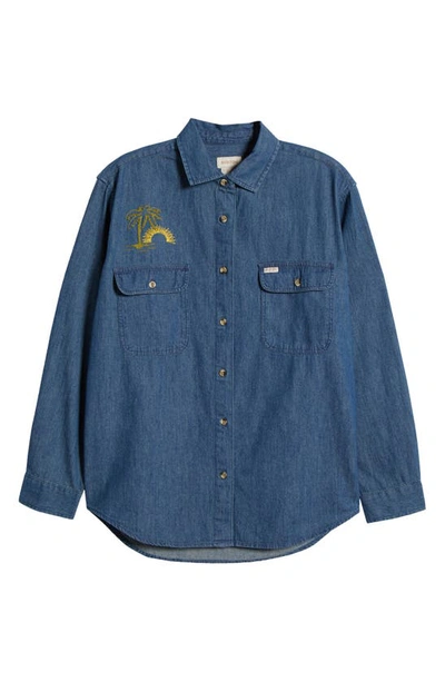 Brixton Bowery Denim Boyfriend Shirt In Indigo Rinse