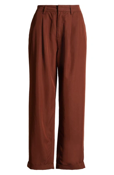 Brixton Victory Twill Wide Leg Trousers In Sepia