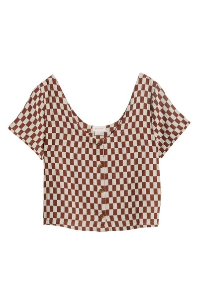 Brixton Mykonos Check Cotton Button-up Shirt In Sepia