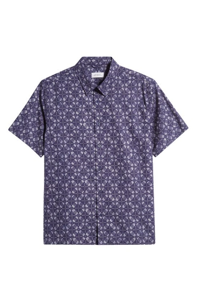 Saturdays Surf Nyc Bruce Block Print Short Sleeve Button-up Shirt In Ocean