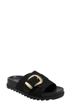 Marc Fisher Ltd Leather Buckle Easy Slide Sandals In Black
