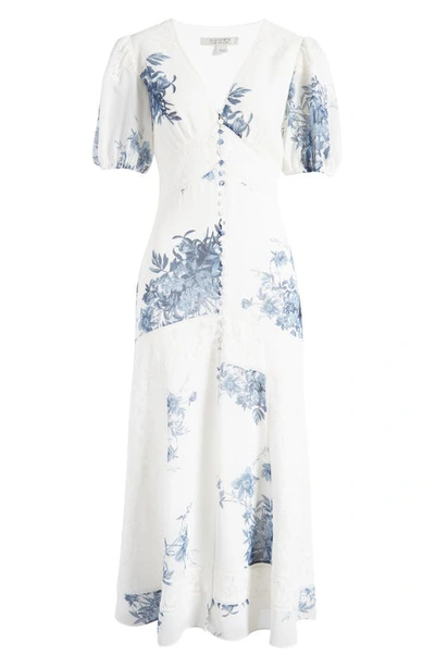 Allsaints Dinah Lace Dekorah Floral Maxi Dress In Denim Blue