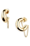 Demarson Mini Miley Chain Detail Hoop Earrings In Gold