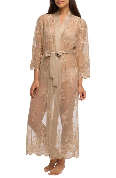 Rya Collection Darling Sheer Lace Dressing Gown In Latte