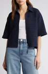 Rag & Bone Junie Tweed Zip Top In Navy