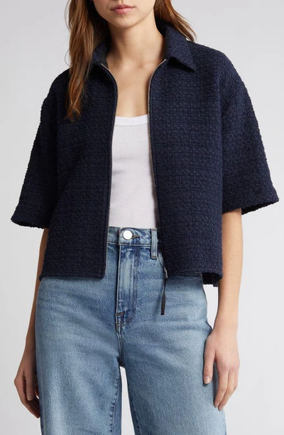 Rag & Bone Junie Tweed Zip Top In Navy