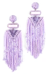 Deepa Gurnani Jody Beaded Tassel Earrings In Lavender