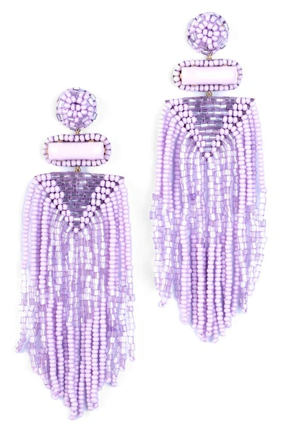 Deepa Gurnani Jody Beaded Tassel Earrings In Purple
