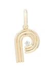 Adina Reyter Groovy Initial Diamond Pendant Charm In Yellow Gold - P