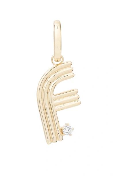 Adina Reyter Groovy Initial Diamond Pendant Charm In Yellow Gold - F