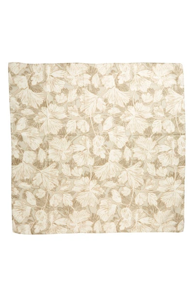 Brunello Cucinelli Flower Print Square Silk Pongee Scarf In C6306 Beige