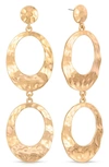 ETTIKA ETTIKA HAMMERED DOUBLE OVAL DROP EARRINGS