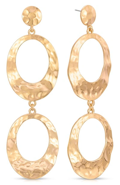 Ettika Hammered Double Oval Drop Earrings In Gold