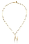 Ettika Paperclip Chain Initial Necklace In Gold - H