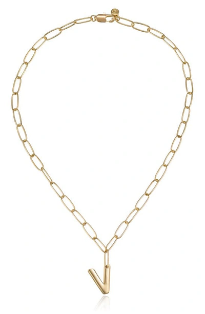 Ettika Initial Pendant Necklace In Gold - V