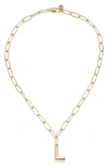 Ettika Paperclip Chain Initial Necklace In Gold - L