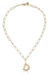 Ettika Paperclip Chain Initial Necklace In Gold - D