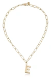 Ettika Paperclip Chain Initial Necklace In Gold - E
