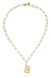 Ettika Paperclip Chain Initial Necklace In Gold - B
