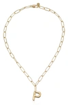 Ettika Paperclip Chain Initial Necklace In Gold - P
