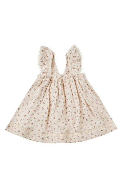 Quincy Mae Babies' Clay Ditsy Floral Print Organic Cotton Dress In Clay-ditsy