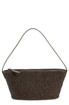 Brunello Cucinelli Bead-embellished Faux Raffia Shoulder Bag In C300 Dark Brown