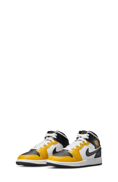Nike Kids' Air Jordan 1 Mid Sneaker In Yellow Ochre/ Black/ White