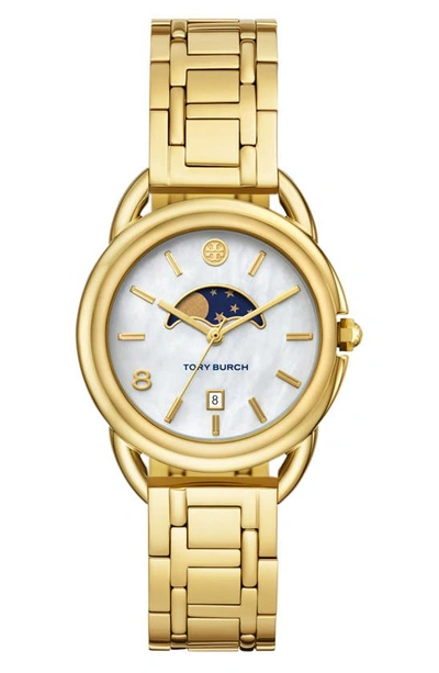Tory Burch The Miller Moon Phase Bracelet Watch, 34mm In Gold