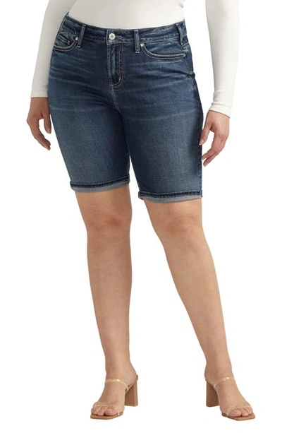 Silver Jeans Co. Suki Roll Cuff Denim Bermuda Shorts In Indigo