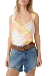 Free People Sweet Thing Mixed Print Cotton Bodysuit In Marigold Combo