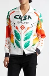 Casablanca Men's Silk Motocross-print Camp Shirt In Casa Moto White