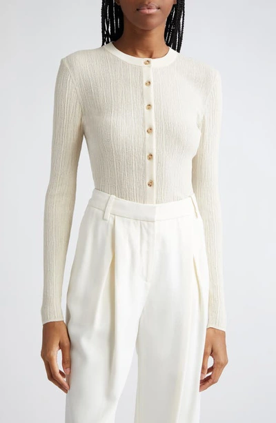 A.l.c Fisher Rib Cotton Blend Cardigan In White