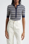 A.l.c Fisher Striped Button Top In Navy/white