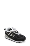 New Balance Kids 574 Lace Up Logo Trainers In Black/ White