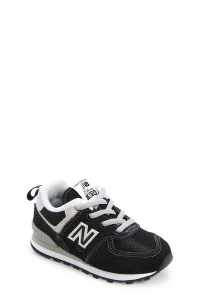 New Balance Kids 574 Lace Up Logo Trainers In Black