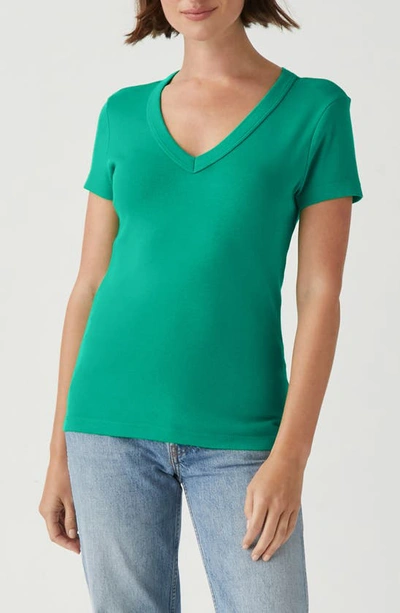 Michael Stars Niki V-neck Cotton T-shirt In Kelly