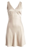 French Connection Ennis Satin Minidress In Silver Lining