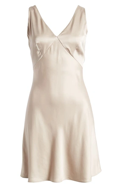 French Connection Ennis Satin Minidress In Silver Lin