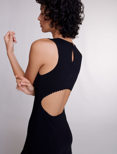 Maje Cutaway Knit Maxi Dress In Black